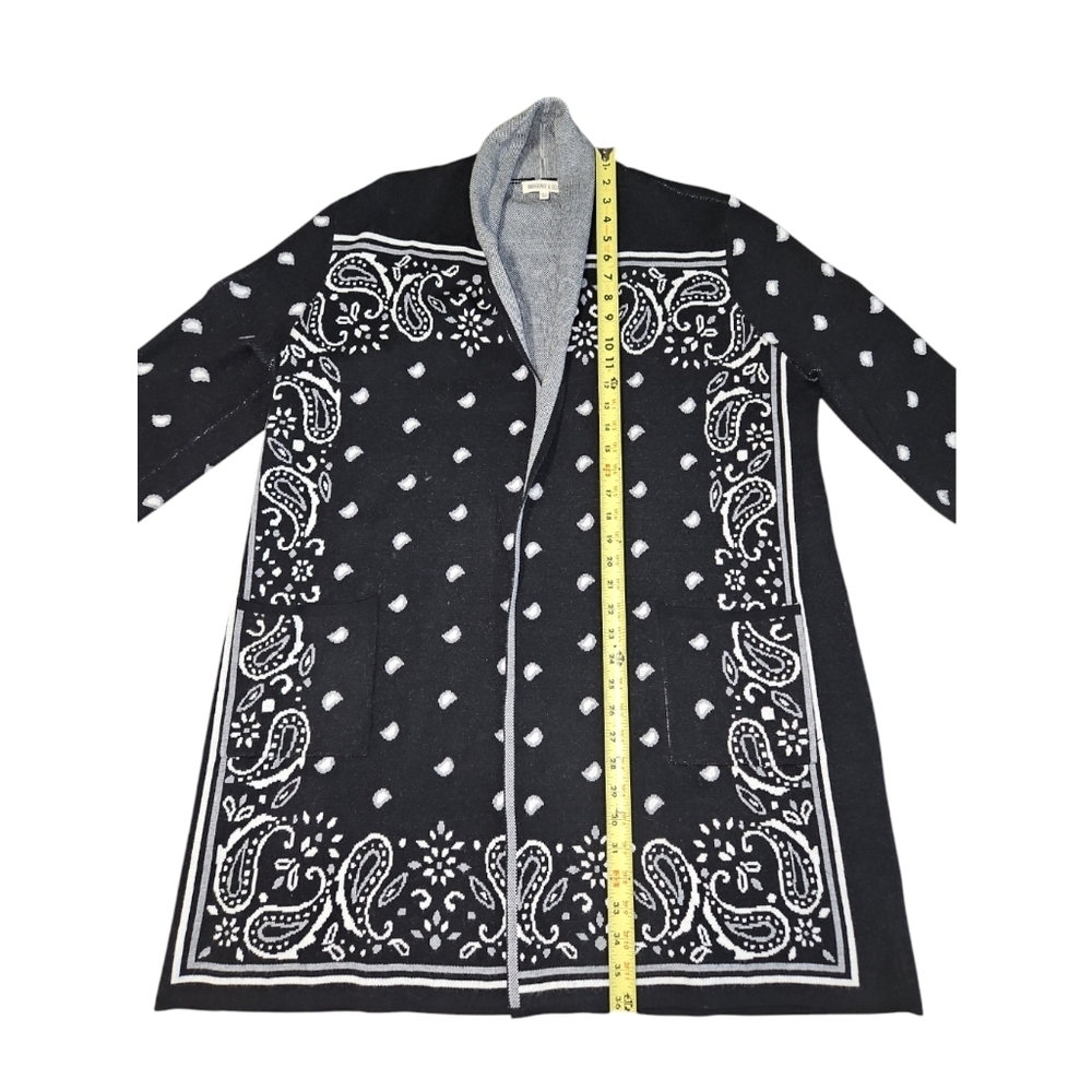 Margeaux & Ellie Black & Gray Paisley Open Front Cardigan XL - Picture 11 of 12